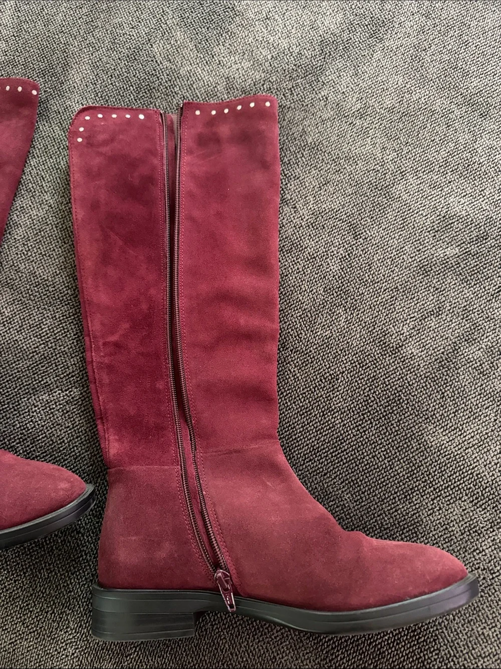 Women's Tall Suede Studded Boot - Burgundy
